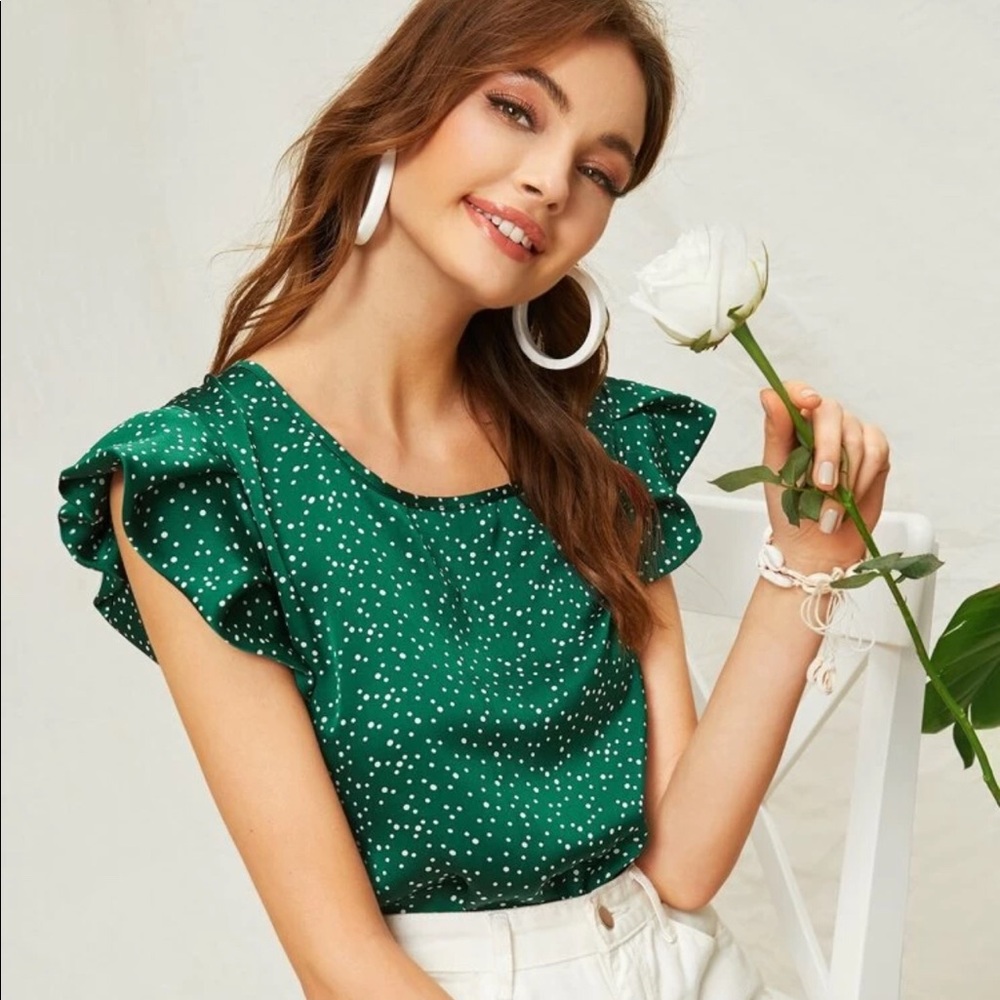 NWOTs Shein Green Satin Blouse
